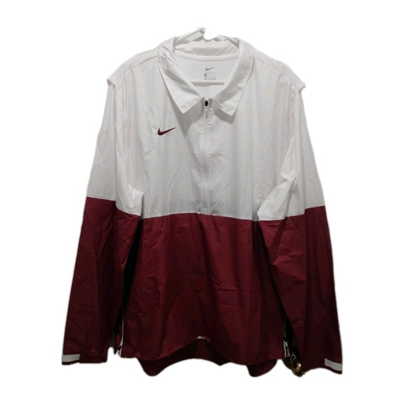 Nike Other - Nike 1/2 Zip White Maroon Coaches Jacket Windbreaker Men's XXL